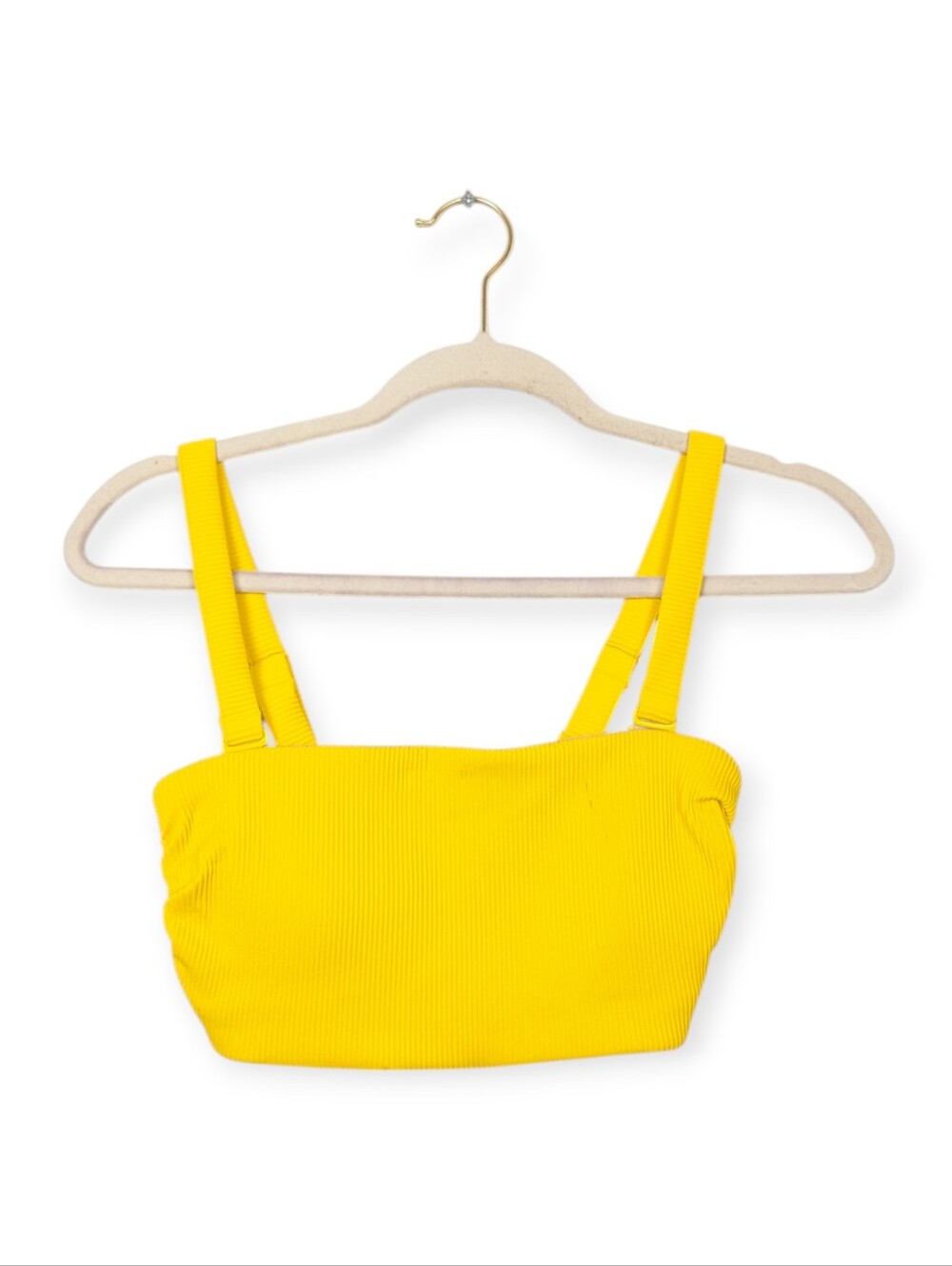 Old Navy Bandeau Swim Top M Yellow Textured Rib Bikini Swimwear